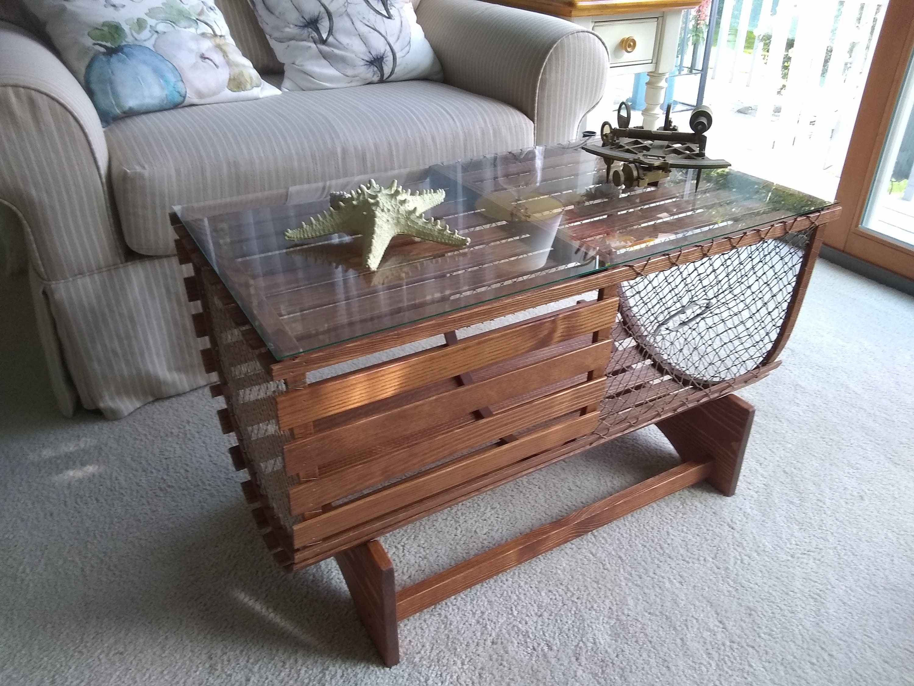 Full Size Half Round Wooden Lobster Trap Coffee Table With Etsy