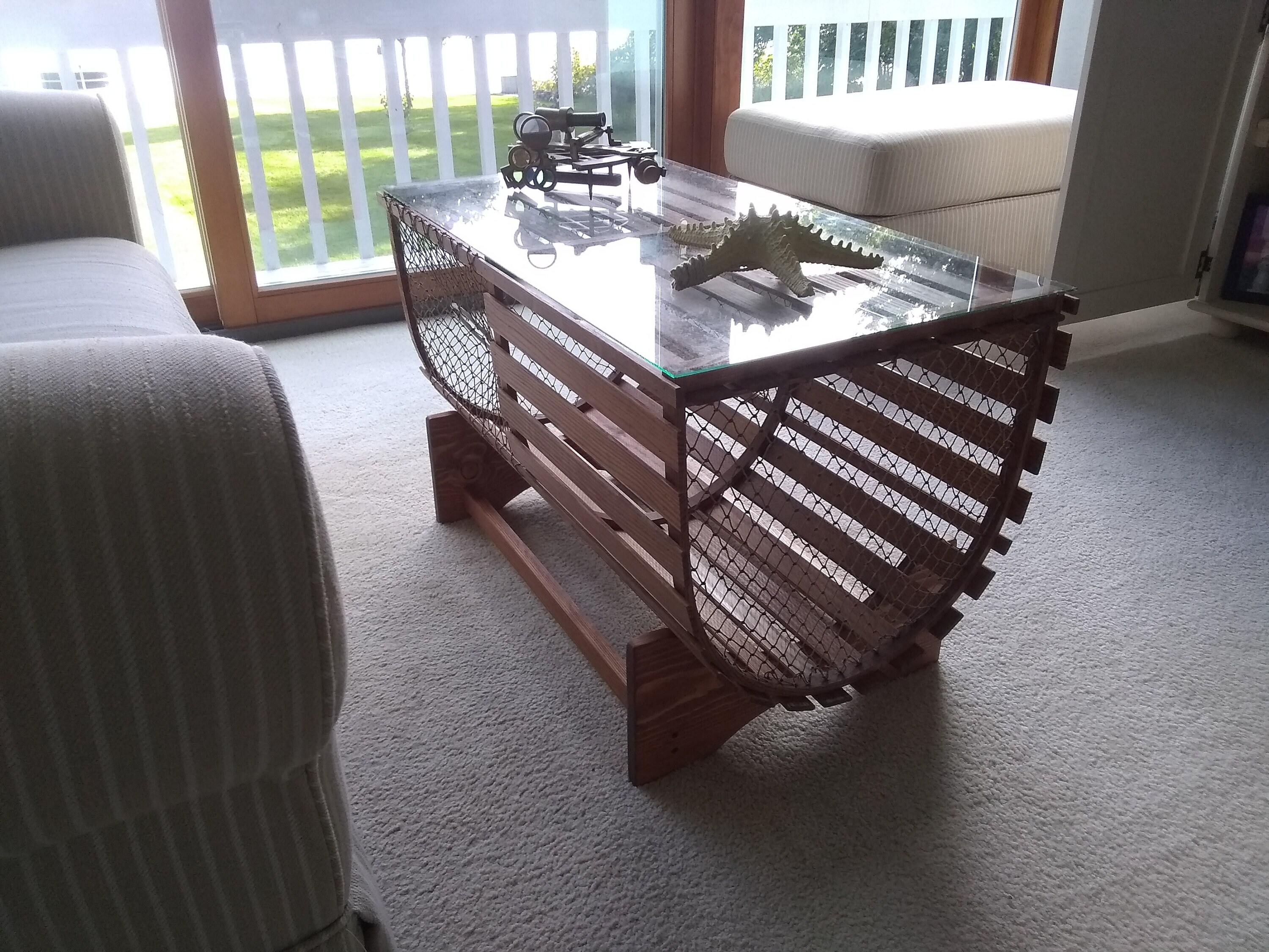 Full Size Half Round Wooden Lobster Trap Coffee Table With Etsy