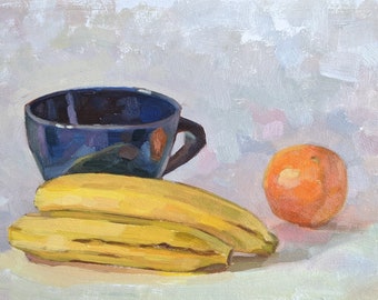Original Alla Prima Fruit & Teacup Still Life Oil Painting