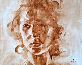 Burnt Umber - Original oil female portrait painting