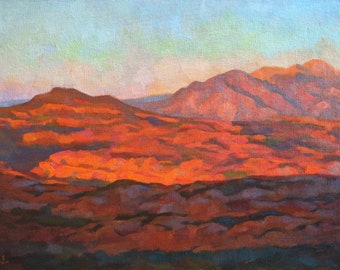 Original American West Desert Landscape Oil Painting 35x27 cm (approx. 11x14 in)