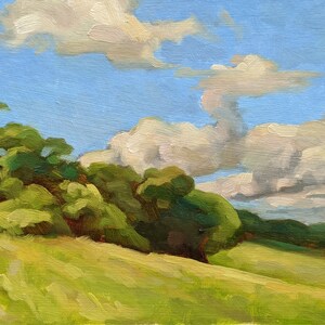 Pintura al óleo original del bosque 6" x 9"
