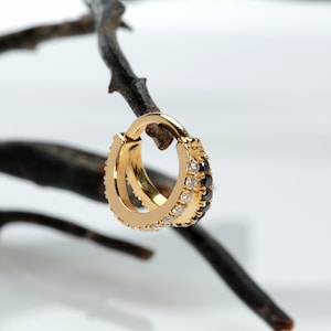Piercing de orelha de concha, joia, ouro maciço 14k, diamante, hélice, brinco, cartilagem, argola, anel de torre