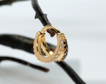 Ear Conch Piercing Jewelry 14k Solid Gold Diamond Helix Earring  Cartilage Hoop Rook Ring