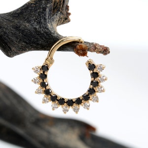 Hoop Helix Earring Clicker 14k Gold Diamonds  Daith Earring  Cartilage Jewelry