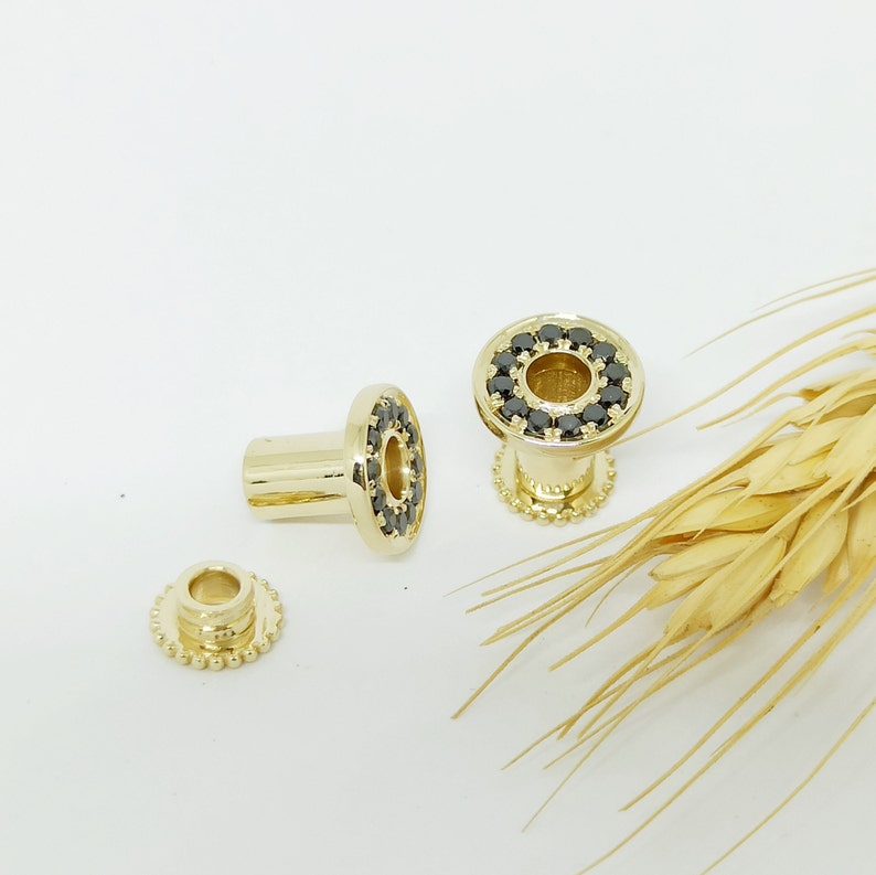 Solid Gold Ear Tunnels Ear Gauges 14k Plugs Piercing Ear Etsy