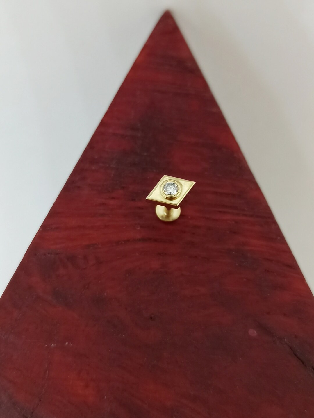 Tragus Stud Labret Lip Ring 14K Solid Gold Labret Style Black Diamond ...