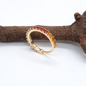 Cartilage Earring Septum Clicker 14K Solid Gold Princess Sapphires Helix Hoop Piercing Jewelry Ear Cuff
