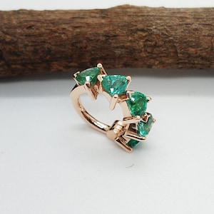 Brinco de concha 14K ouro maciço trilhão esmeralda hélice brinco cartilagem piercing de orelha de argola