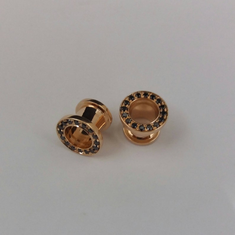 Solid Gold Ear Tunnels Ear Gauges 14k Plugs Piercing Ear Etsy