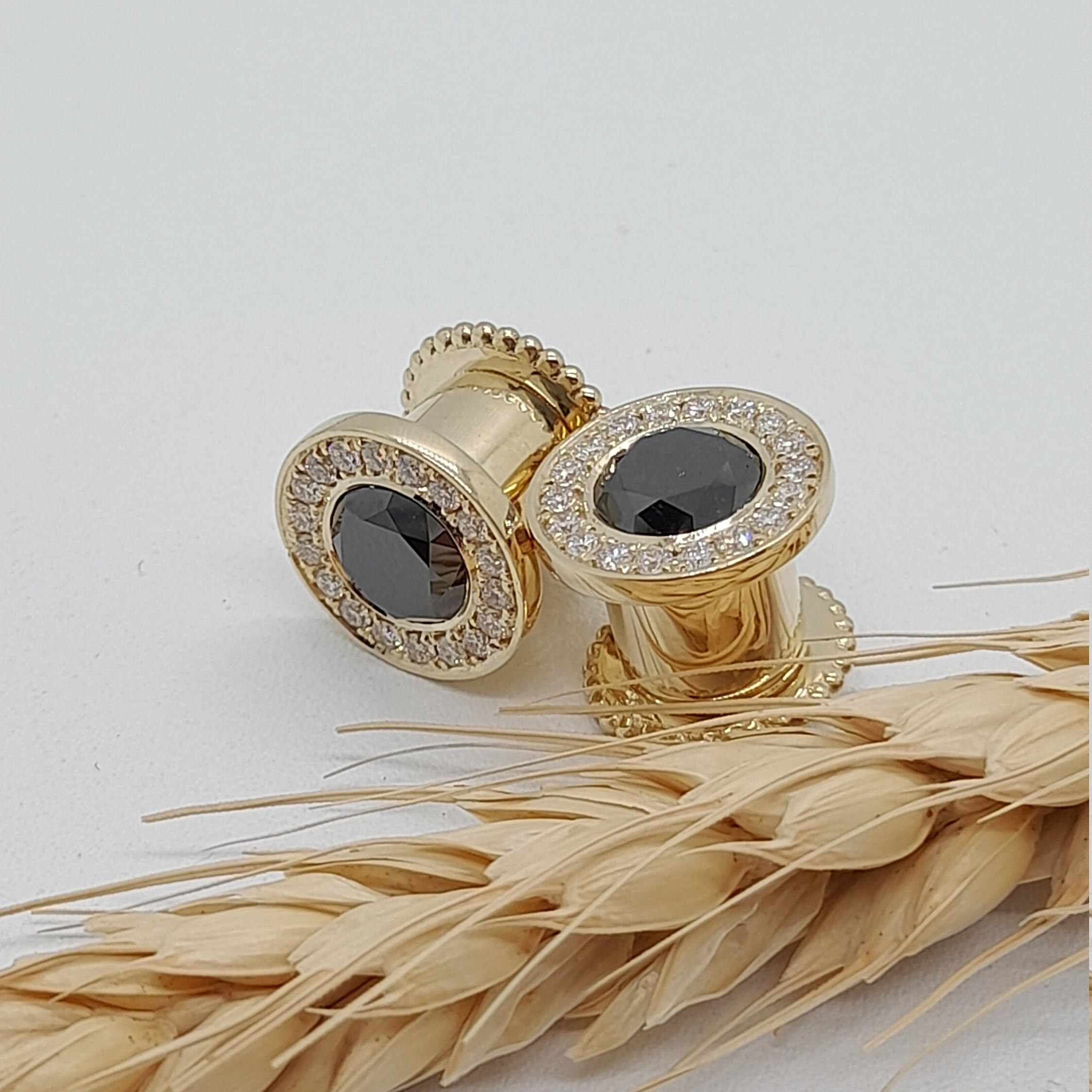 Ear Gauges Solid Gold Ear Lest Earrings Jewelry 14k Plugs Piercing