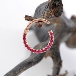 Daith Jewelry 14k massivt guld septum clicker rubin näsring helix örhänge tragus hoop