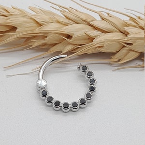 Daith Clicker 14k Gold Black Diamonds Septum Jewelry Helix Earring Cartilage Hoop