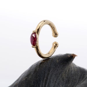 Ear Cuff Non Pierced 14K Solid Gold Marquise Ruby Ear Jacket  Cartilage Earring  Conch Hoop Dainty Jewelry