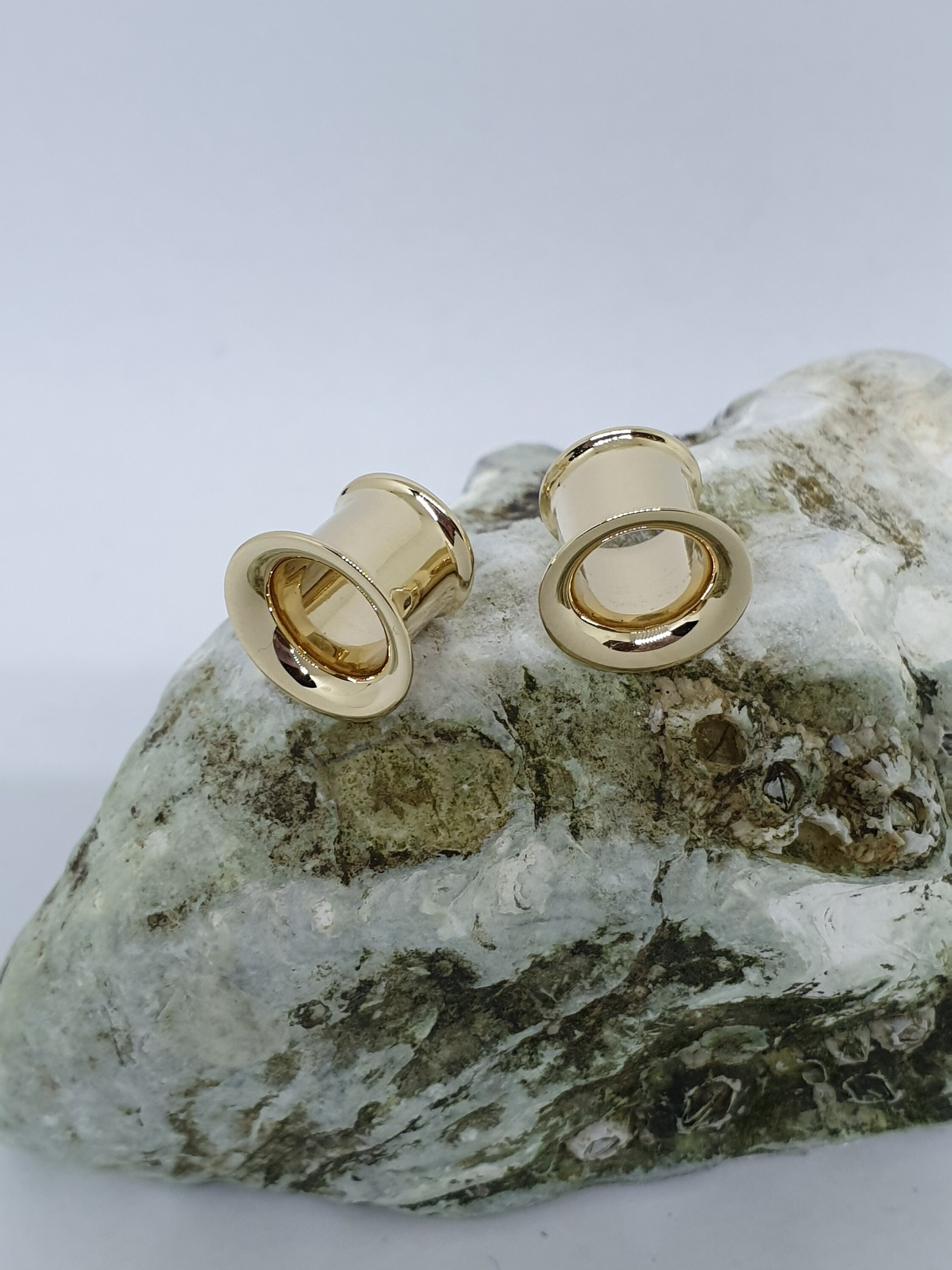 Solid Gold Ear Tunnels 0g Ear Gauges 14k Plugs Piercing Etsy