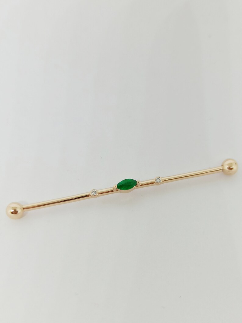 Industrial piercing Jewelry 14k Yellow Gold Marquise Black Etsy