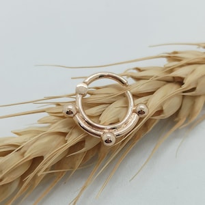 Cartílago Aro Bolas Septum Clicker 14K Oro Sólido Piercing Joyería Helix Pendiente Daith Anillo