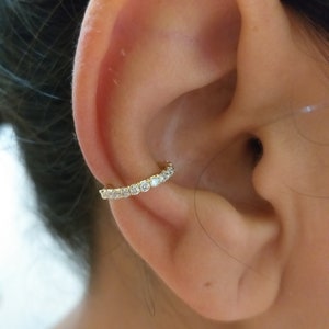 Conch Piercing Jewelry Diamonds 14K   Ear Jacket  Helix Earring Cartilage Hoop