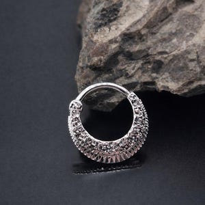 Hammered Textured  Septum Clicker  14k Yellow Gold Daith Piercing  Helix Earring  Nose Hoop Jewelry