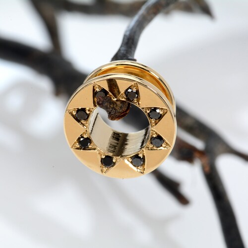 Solid Gold Ear Tunnels Ear Gauges 14k Plugs Piercing Ear Etsy