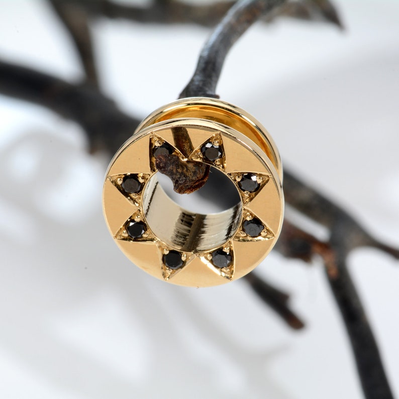 Earlets Tunnels Gauge Plugs Ear Tunnel Solid Gold 14k Ear Etsy