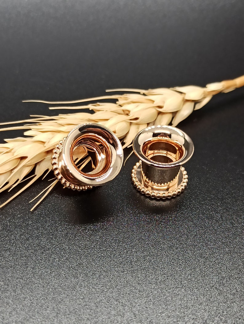 Solid Gold Ear Tunnels 0g Ear Gauges 14k Plugs Piercing Etsy