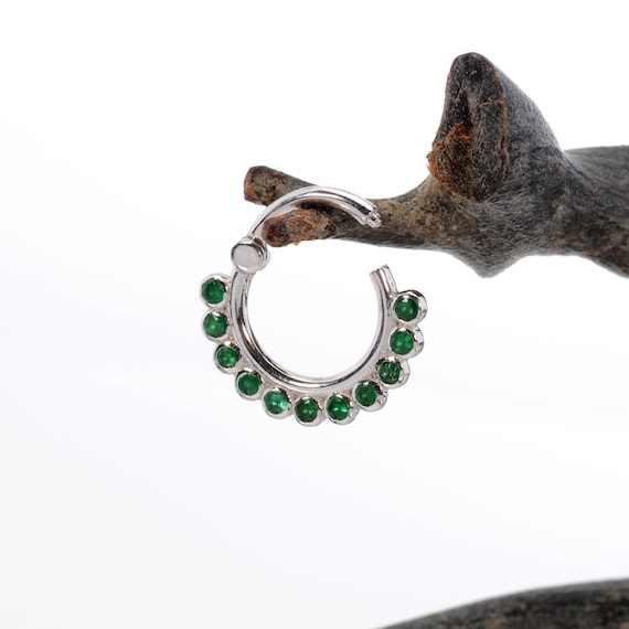 Hoop Septum Clicker Emerald Daith Earring Helix Ring Nose Hoop