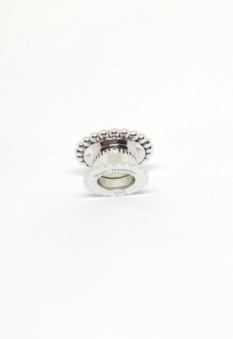 Ear Gauges 14K Solid Gold White Diamonds Amethyst Gauge Etsy