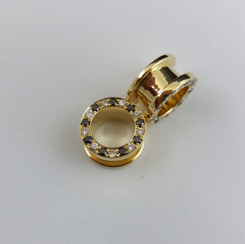 Solid Gold Ear Tunnels Ear Gauges 14k Plugs Piercing Ear Etsy