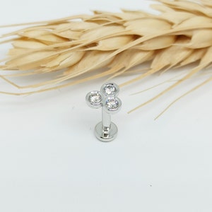 Diamond Trinity Threaded Stud Earring Cluster Cartilage Conch Custom Jewelry