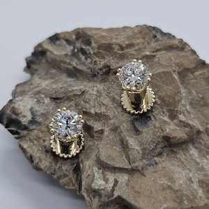 Solid Gold Ear Tunnels Lab Diamonds 14k Solid Gold Ear Gauges Plugs Gauge Ear lets Piercing Jewelry