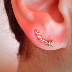 Climber Earring Diamond Ear Cuff 14K Solid Gold Piercing Jewelry Cartilage Earrings Ear Lobe