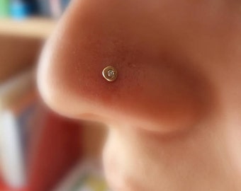 Nose Stud 14k Gold Diamond Nose Piercing Tragus Jewelry Cartilage Stud