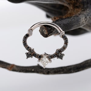 Helix Piercing 14k Solid Gold Diamond Nose Ring Daith Earring Cartilage Jewelry