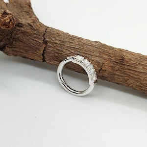 Rook  Piercing Earring 14K Gold White Diamonds Ear Jacket Helix Hoop  Ear cuff Conch Ring Cartilage Jewelry