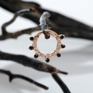 Septum Clicker Diamonds 14k Solid Gold  Daith Earring Helix Ring Cartilage Piercing Jewelry