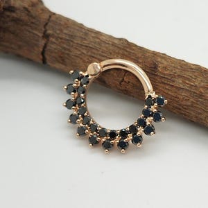 Hoop Septum Clicker 14k Solid Gold Diamonds Daith Earring Helix Ring Nose Hoop