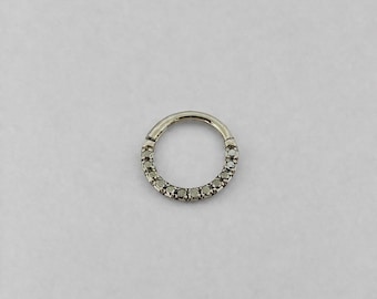 Clicker per setto daith in oro massiccio 14 carati con diamanti neri