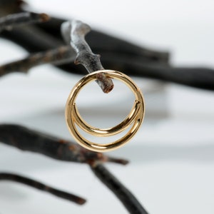 Double Septum Ring Nose Hoop Piercing Jewelry 14k Gold Cartilage Earring Tribal Septum Hoop