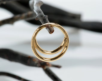 Double Septum Ring Nose Hoop Piercing Jewelry 14k Gold Cartilage Earring Tribal Septum Hoop