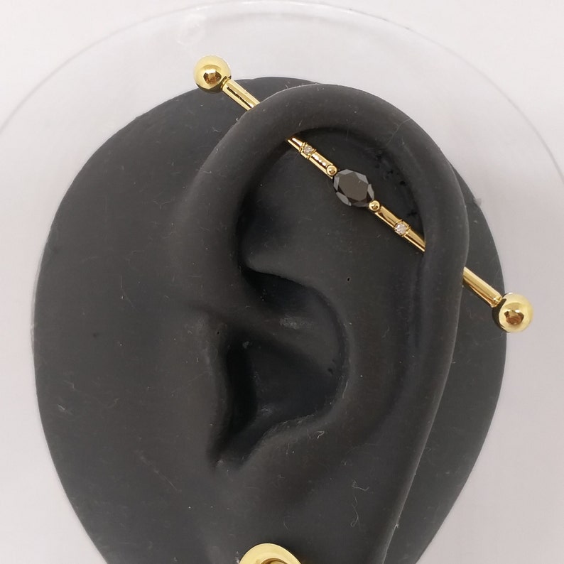 Industrial Piercing Jewelry 14k Yellow Gold Marquise Black Etsy