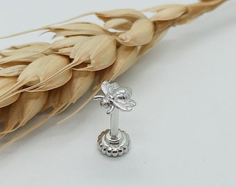 Pszczoła Labret Solid Gold Tragus Stud Flat Back Tragus Kolczyk Tragus Chrząstka Helix Kolczyki Lip Monroe