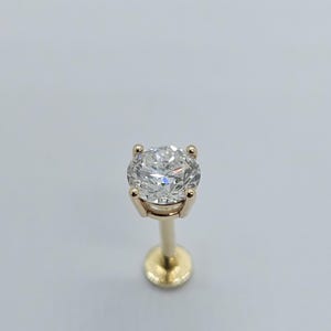 14K Lab Grown Diamond Threaded Labret Stud Earring Conch Helix  Piercing Jewelry