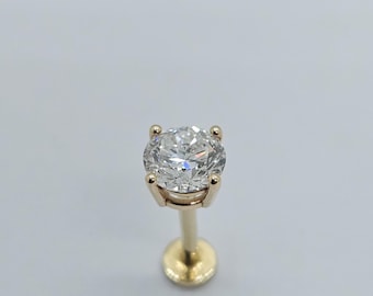 14K Lab Grown Diamond Gängad Labret Örhänge Conch Helix Piercing Smycken