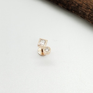 Monroe Lip Jewelry 14k Gold Diamond Labret Tragus Stud Flat Back Tragus Stud
