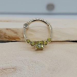 Cartilage Earring 14k Solid Gold Princess Yellow Diamond  Daith Hoop Nose Jewelry Helix Ring