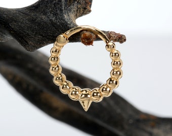 Helix Septum Clicker 14k Yellow Solid Gold Hoop Earring Ear Cuff Nose Ring Piercing Jewelry