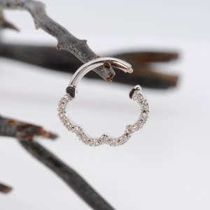Crown Daith Septum Clicker Diamond 14k massief gouden helixoorbel piercingsieraden neusgatring