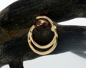 Double Septum Ring Septum Clicker 14k Gold Daith Earring Helix Jewelry