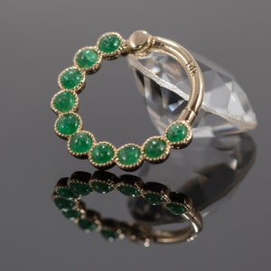 Daith Septum Clicker 14k Gold Emerald Cabuchon Cartilage Piercing Helix Hoop Daith Jewelry
